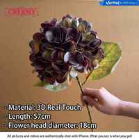DC225 Vente en gros usine Fleur artificielle d'hortensia vintage 3D effet toucher réel 57cm, Hortensia artificiel pour décoration de centre de table à la maison