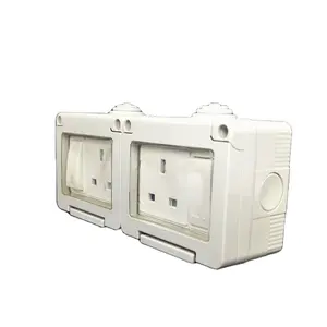 Enchufe de pared para exteriores, toma de corriente de 2 vías, 13A, bajo voltaje, 220v, IP55, impermeable, Reino Unido, con interruptor