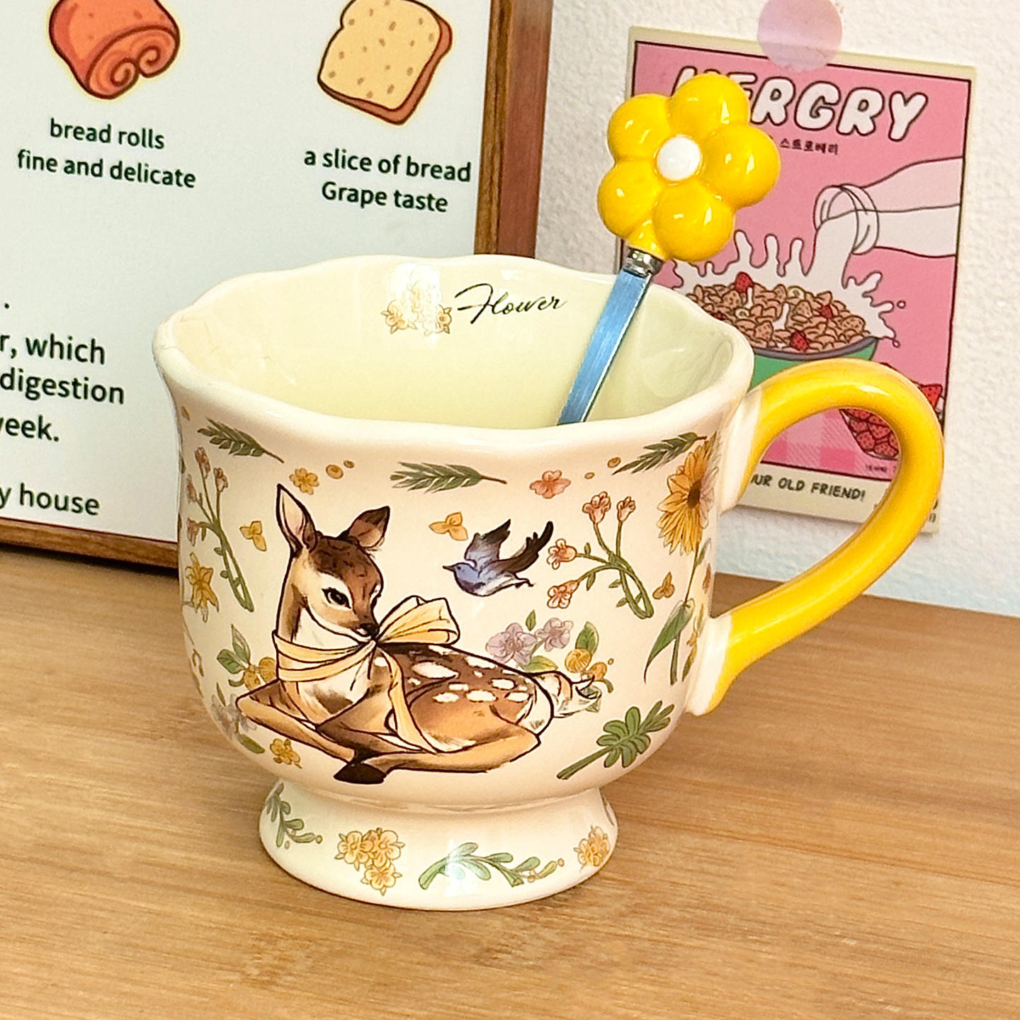 [Flower Spoon] Pink Deer Stem Glass - Huang Lu