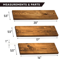 Panneau en bois massif carbonisé à la flamme brûlée à température 195/212 pour étagère murale/décoration/meubles/artisanat