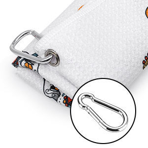 Serviette de golf personnalisée en microfibre polyester blanche avec logo, motif têtes de mort amusantes et crochet – Meilleure vente - Product Image 3