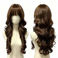Perruque complète pour filles, style Lolita mignon avec boucles romaines, doubles queues de cheval, cheveux longs ondulés et franges