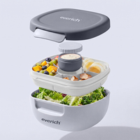 Boîte à lunch bento en plastique simple de 1500 ml, réutilisable, adaptée au micro-ondes, sans BPA, en PP, avec 5 compartiments, pour le bureau