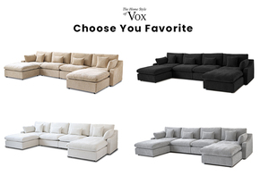 Voxhome Hiện Đại Đồ nội thất Chenille Linen kết hợp vải phòng khách 3 4 5 6 7 chỗ ngồi đám mây đen Modular cắt ghế sofa bộ - Product Image 6