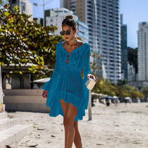 Robe de plage en crochet bohème à manches évasées, idéale pour la plage, les pique-niques, le camping en bord de mer, les vacances d'été - Product Image 2