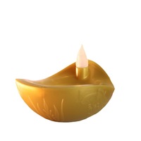 Vente en gros de lampes bougies électroniques de luxe à LED Festival indien Diwali lampe à huile flottante eau bougies à LED souhaitant une lanterne de bénédiction