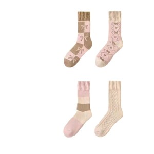 Calcetines gruesos y cálidos hasta la pantorrilla para mujer, forrados de lana, térmicos de invierno, para dormir, de punto jacquard, protección contra el frío - Product Image 4
