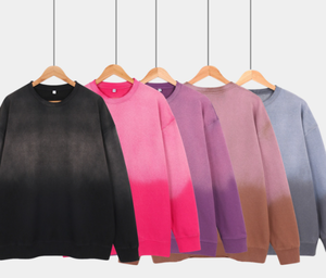 Sudadera de Cuello Redondo con Efecto Degradado y Acabado Arenado de 400G para Hombre, Estilo Americano, Marca de Moda, Sudadera Retro para Hombre - Product Image 1