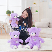 Ours en peluche violet court en peluche courte avec rembourrage en coton PP, ours à câliner semi-fini