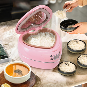 Mini cuiseur à riz rose en forme de cœur - Cuiseur à riz intelligent pour 1 à 2 personnes, design mignon en forme de cœur pour la maison, le dortoir, facile à nettoyer - Product Image 4