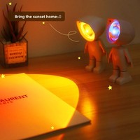 Lampe Coucher de Soleil Robot, Veilleuse USB à Commande Tactile, Lumière d'Ambiance pour Chambre, Projection du Lever du Soleil