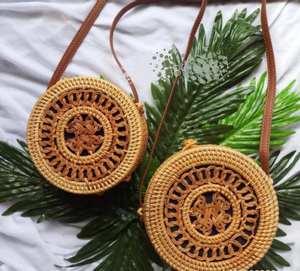 De alta calidad de bambú y mimbre bolso/redondo mimbre bolso con colorido decoración (Sandy 0084587176063 WS) - Product Image 3