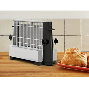 <span class=keywords><strong>Grille</strong></span>-<span class=keywords><strong>pain</strong></span> <span class=keywords><strong>noir</strong></span> <span class=keywords><strong>vintage</strong></span> à 4 tranches en acier inoxydable Design ouvert Bouton surélevé Grillage simultané pour tous les types de <span class=keywords><strong>pain</strong></span> Compact - Product Image 3