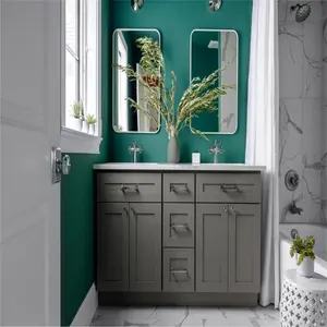 Vanidad de baño personalizada de alta gama de lujo gabinete personalizado de estilo coctelera especial de madera maciza para Baño