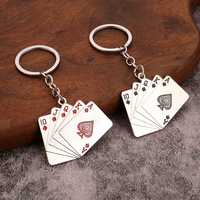 Vente directe usine de cartes à jouer simulées en gros, pendentifs clés en métal, chaînes, accessoires, porte-clés transfrontaliers