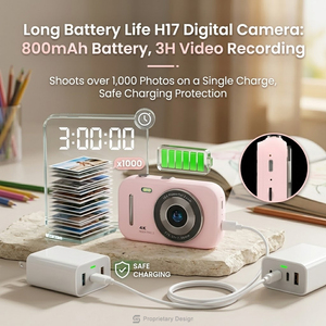 Enregistreur photo 4K UHD 48MP avec autofocus, capteur CMOS H17S, écran 2,8 pouces, batterie 800 mAh, 17 effets, MP3, carte SD, pour adolescents au quotidien - Product Image 5