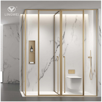 Paroi de douche en verre pour salle de bain, porte de douche sans cadre pour hôtel, porte de douche à charnières