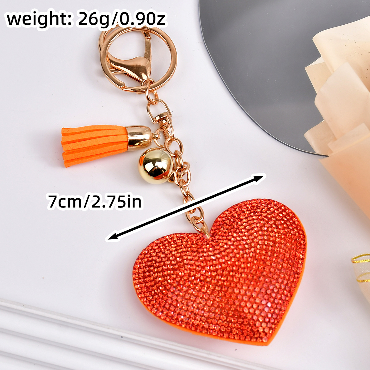 Heart-shaped Rhinestone Leather Keychain - Mother's Day Gift