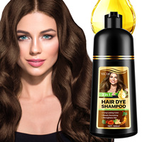 YECUCE Shampooing Colorant Herbal Brun Foncé 3-en-1 Magique, Nourrissant en Profondeur, Renforce les Cheveux et Couvre les Cheveux Gris