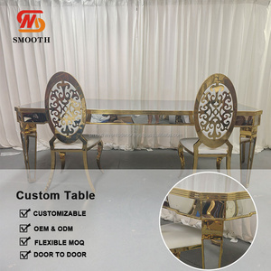SMOOTH Luxury Wedding Banquet Stainless Steel Long <b>Table</b> Shiny Gold <b>Mirror</b> Wedding Event <b>Table</b> - Product Image 4