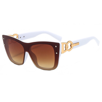 Lunettes de soleil tendance à grande monture, multicolores, avec verres et monture en PC monobloc, design à branches larges, protection UV400, unisexe