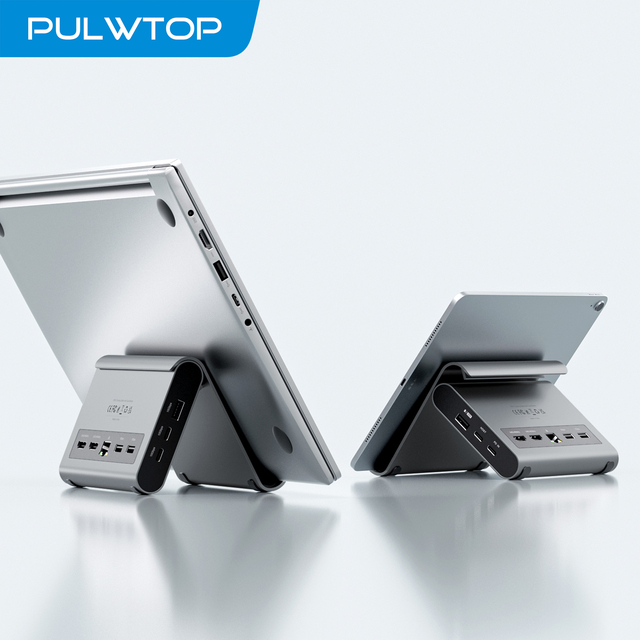 PULWTOP Dual Monitor USB-C Docking Station with 2 XHDMI 4K, 3 X USB-C/A 10Gbps, 2 X USB-A 5Gbps, USB-2.0, Ethernet, PD