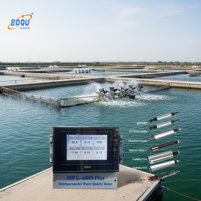 For MPG-6099Plus Fish Farming Equipment Residual Chlorine Sensor Turbidity Temperature Water Quality 7-inch Touch Screen RS485