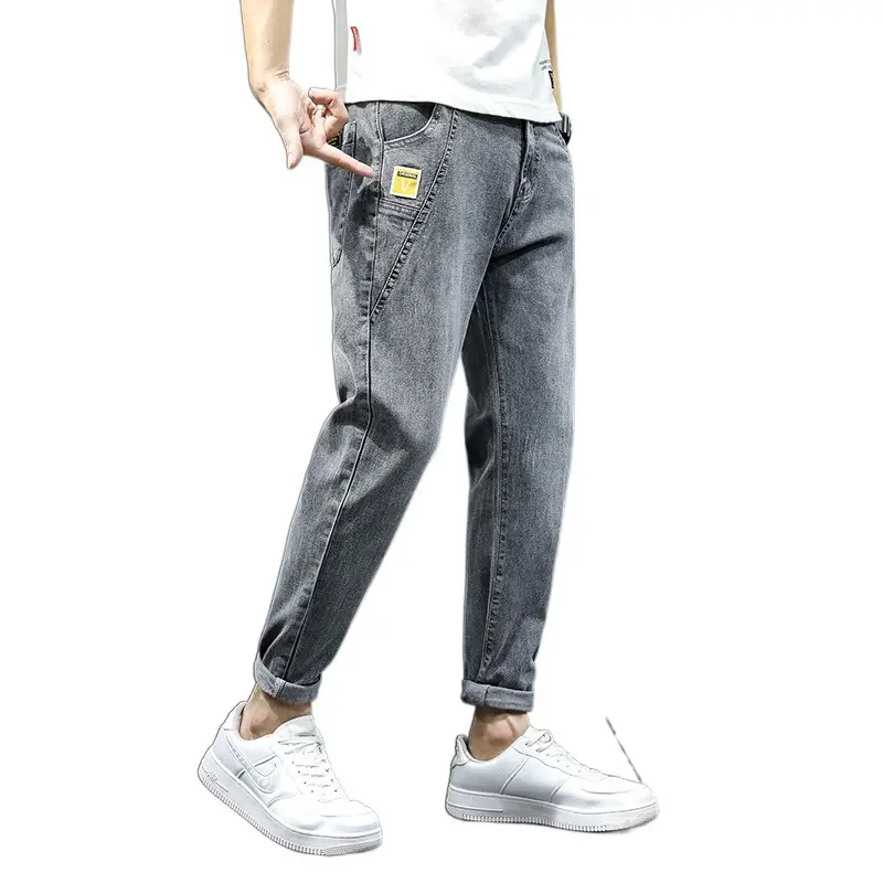 Summer New Men's Casual Jeans Loose Feet Harlan Korean Version Of The Trend Of Elastic Fashion Slim Men's Jeans