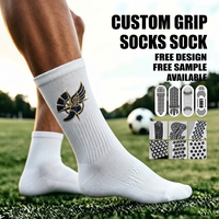 Chaussettes antidérapantes personnalisées avec logo, pour football, noir et blanc, tricotées, brodées, design sur mesure, pour hommes, athlétiques