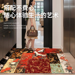 Tapis d'entrée de luxe rectangulaire en PVC, motif floral vintage, tapis de porte pour salon intérieur - Product Image 2