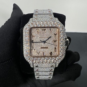 Высококачественные роскошные мужские часы CTR с арабским циферблатом, покрытые розовым золотом, с настоящим муассанитом, на стальном браслете - Product Image 1