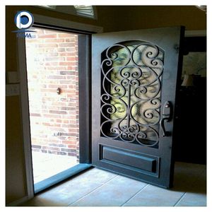 Porte d'entrée moderne simple ou double en fer forgé, design minimaliste en acier et verre sur mesure - Fabricant <span class=keywords><strong>de</strong></span> portes d'entrée contemporaines - Product Image 2