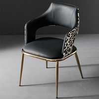Chaise de salle à manger moderne italienne de luxe en acier inoxydable, chaise de restaurant en cuir imprimé léopard, personnalisable pour la maison et l'hôtel