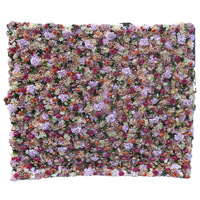 NINI Panneau mural floral 2,4 m x 2,4 m pour toile de fond de mariage, style 3D, rouleau de fleurs en soie, décoration murale élégante en fleurs de soie