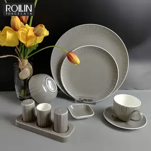 Hotel Elegant Dinner Plate Bone China Grey Glazed Dinnerware