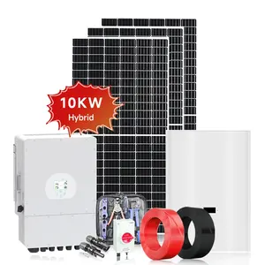 5kw 8kw 10KW 15 KW Sistema de almacenamiento de energía solar atado a la red híbrida con batería inversora de panel solar para uso doméstico