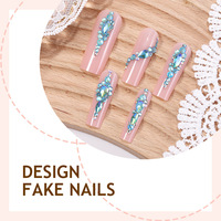 Uñas Postizas de Alta Calidad en Oferta, Cubierta Completa de Lujo, Extra Coffin, 24 Piezas, Uñas Acrílicas Artificiales ABS con Pegamento