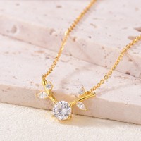 Collier en argent S925 plaqué, motif feuille de vigne et bois de cerf, pendentif délicat et frais pour femme, idéal pour le quotidien, tendance actuelle