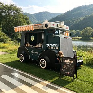 Drivable Food Truck Customized Logo Prints Ice Cream <b>Trailer</b> Hamburger Dining Cart with Full Kitchen Food Cart - Product Image 5