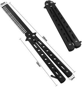 Peine de Bolsillo para Práctica de Peluquería con Logotipo Personalizado, Peine de Entrenamiento Tipo Navaja de Mariposa, Peine Plegable Tipo Navaja para Hombre - Product Image 3