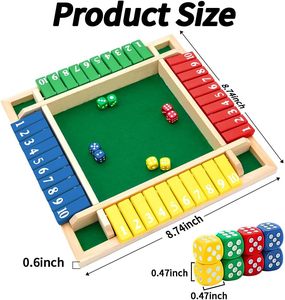 Jeu de société Shut the Box, Dames et Échecs, 2-4 Joueurs, en Bois, Jeu de Mathématiques de Table, Classique, Grand Format, pour Adultes et Enfants, avec 8 <span class=keywords><strong>D</strong></span>és, pour <span class=keywords><strong>la</strong></span> Classe, les Fêtes de Famille - Product Image 2