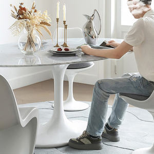 צבעוני סגלגל שולחן אוכל משובח בסגנון רטרו בהיר וילה יוקרה פרטית - Product Image 4