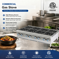 Cuisinière à gaz commerciale de table en acier inoxydable à 8 brûleurs, robuste, 20000 BTU, pour restaurant, restauration, camion de nourriture
