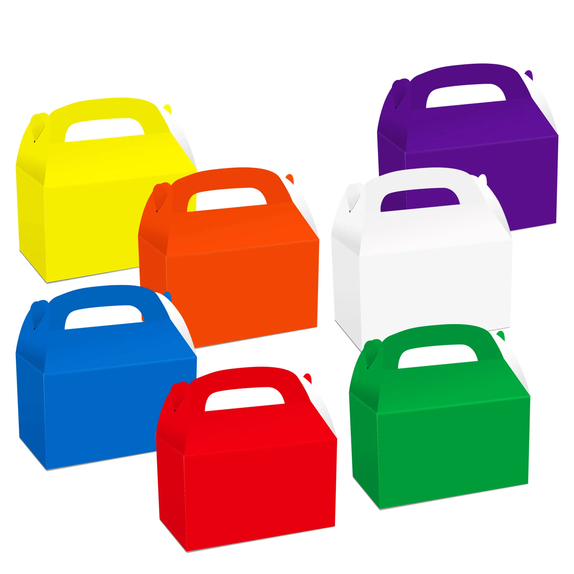 Caja Gable de colores brillantes, bolsa de papel portátil para pastel, desayuno, caramelo, queso, con mango, surtido de reciclaje