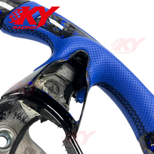 Volante Deportivo Personalizado de Cuero Azul con Fibra de Carbono Forjada y LED RPM para Hyundai Elantra N, I30N, I20N, Veloster N, Kona N, Accesorios para Auto - Product Image 3