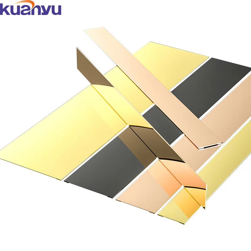 Gold Titanium Metal Transition Strip Brushed Chrome Stainless Steel Tile Trim Line For Wall Decoration