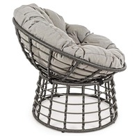 Moderner runder drehbarer Lounges essel mit Kissen Robuster Garten Wicker Patio Beach Papasan Set zum Entspannen