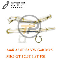 OTP-Fallrohr-Auspuffrohr für Au di A3 8P S3 VW Golf Mk5 MK6 GTI 2.0T 1.8T FSI mit 200Cell Cat SUS304 Edelstahl-Fallrohr