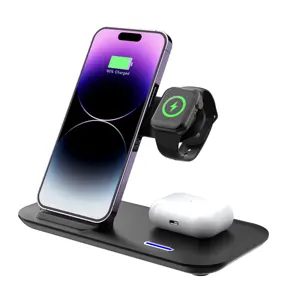 2024 Hot Selling 15W 4-in-1 Foldable Wireless Charger Qi Fast Portable Magnetic Charger Multiple Phones Multifunction Charging