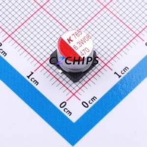 Condensador Sólido SMD A765KH477M0JLAE016, D8xL7.8mm (Capacitancia: 470uF) (Precisión: 20%) (Voltaje Nominal: 6.3V) - Product Image 1